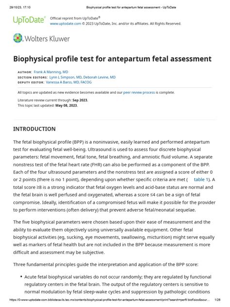 Biophysical profile test for antepartum fetal assessment.